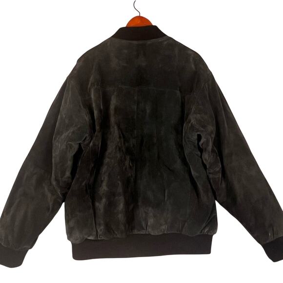 Vintage Black Suede Bomber Jacket Mens XL Streetwear Biker Fall Winter Classic - Picture 6 of 11